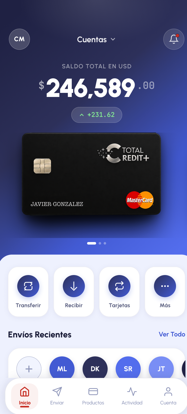 Total Credit+ mobile app account dashboard