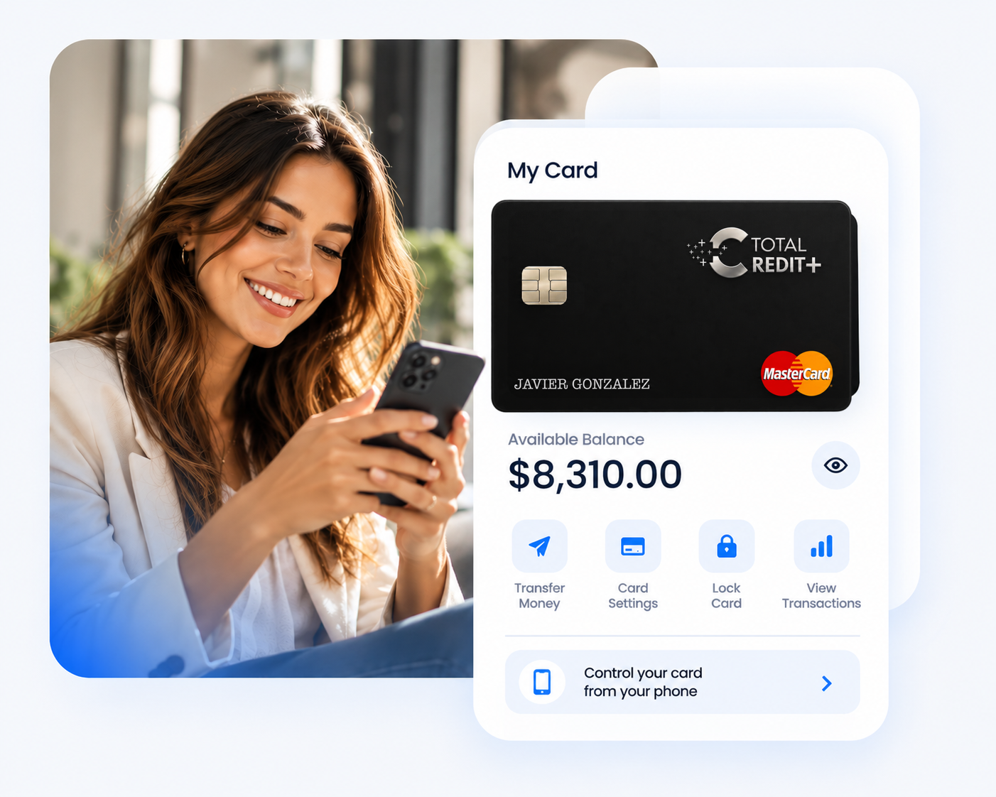Total Credit+ card controls in mobile app